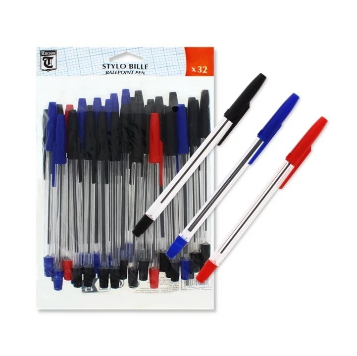 Assorted Ball Pens- Red, Blue & Black 32 Pack